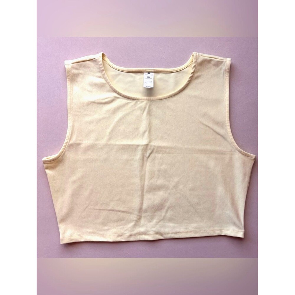 Yogalicious Soft Pale Butter Yellow Scoop Neck Cropped Tank Top XL